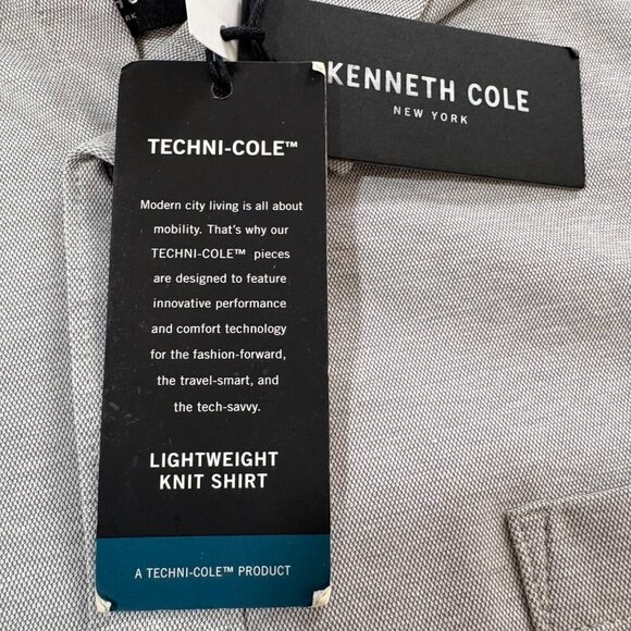 NWT Kenneth Cole New York Men's XL Grey Long Sleeve Button Down Knit - Picture 9 of 10